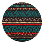 Teal And Brown Aztec Pattern Print Round Blanket