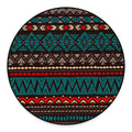 Teal And Brown Aztec Pattern Print Round Floor Mat
