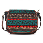 Teal And Brown Aztec Pattern Print Saddle Bag