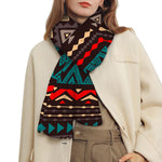 Teal And Brown Aztec Pattern Print Scarf