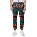 Teal And Brown Aztec Pattern Print Joggers