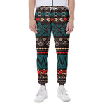 Teal And Brown Aztec Pattern Print Scuba Joggers