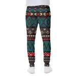 Teal And Brown Aztec Pattern Print Scuba Joggers