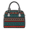 Teal And Brown Aztec Pattern Print Shoulder Handbag