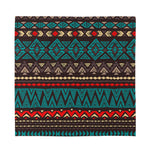 Teal And Brown Aztec Pattern Print Silk Bandana
