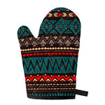 Teal And Brown Aztec Pattern Print Single Oven Mitt