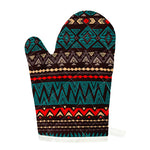 Teal And Brown Aztec Pattern Print Single Oven Mitt