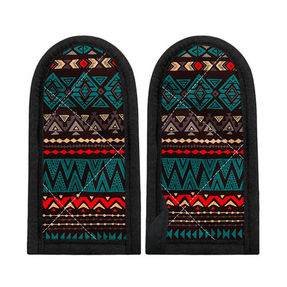 Teal And Brown Aztec Pattern Print Skillet Handle Cover