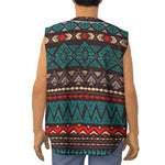 Teal And Brown Aztec Pattern Print Sleeveless Baseball Jersey