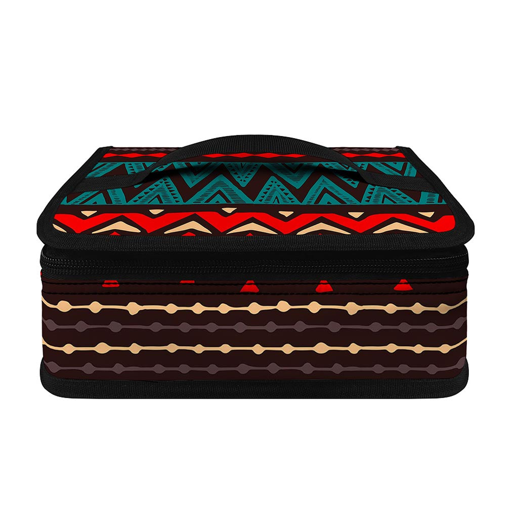 Teal And Brown Aztec Pattern Print Small Lunch Bag