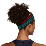 Teal And Brown Aztec Pattern Print Sports Headband