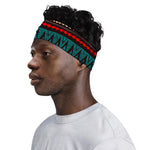 Teal And Brown Aztec Pattern Print Sports Headband