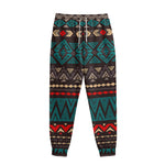 Teal And Brown Aztec Pattern Print Sweatpants