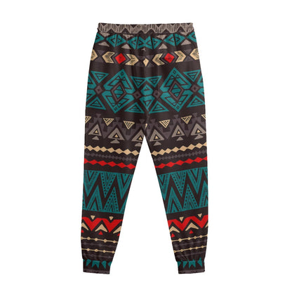 Teal And Brown Aztec Pattern Print Sweatpants