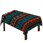 Teal And Brown Aztec Pattern Print Tablecloth