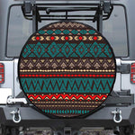 Teal And Brown Aztec Pattern Print Tire Cover