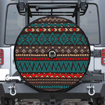 Teal And Brown Aztec Pattern Print Tire Cover With Camera Hole