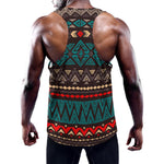 Teal And Brown Aztec Pattern Print Training Tank Top