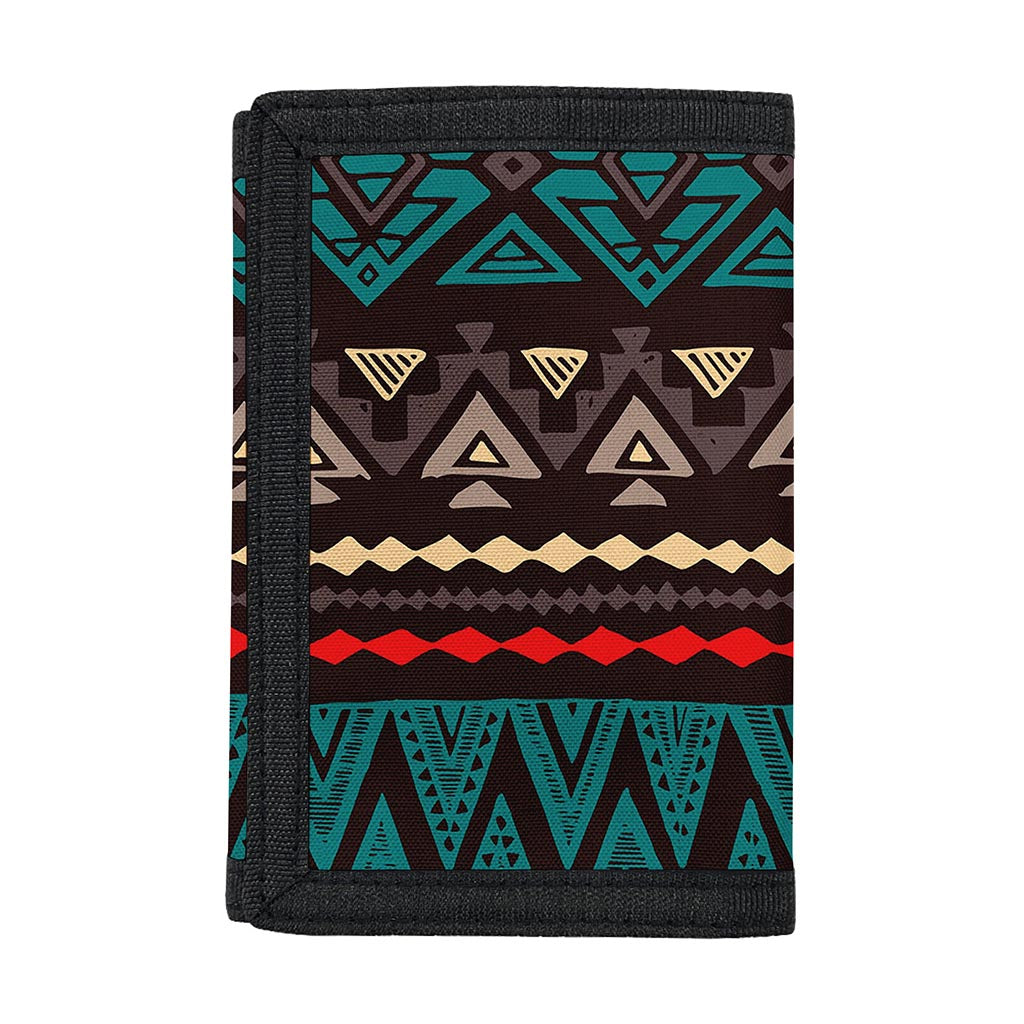 Teal And Brown Aztec Pattern Print Trifold Wallet