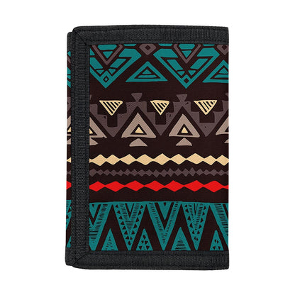 Teal And Brown Aztec Pattern Print Trifold Wallet