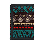 Teal And Brown Aztec Pattern Print Trifold Wallet