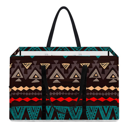 Teal And Brown Aztec Pattern Print Utility Tote Bag