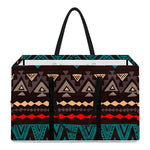 Teal And Brown Aztec Pattern Print Utility Tote Bag