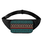 Teal And Brown Aztec Pattern Print Waist Bag