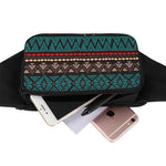 Teal And Brown Aztec Pattern Print Waist Bag