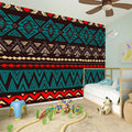 Teal And Brown Aztec Pattern Print Wall Sticker