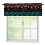 Teal And Brown Aztec Pattern Print Window Valance