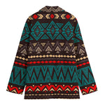 Teal And Brown Aztec Pattern Print Women's Blazer