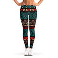 Teal And Brown Aztec Pattern Print Women's Leggings