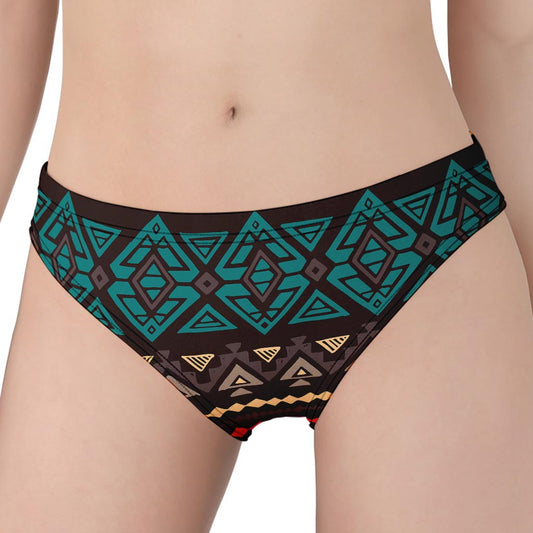 Teal And Brown Aztec Pattern Print Women's Panties