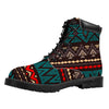 Teal And Brown Aztec Pattern Print Work Boots