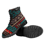 Teal And Brown Aztec Pattern Print Work Boots