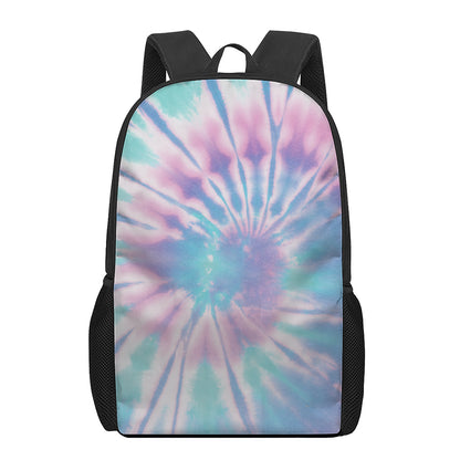 Teal And Pink Tie Dye Print 17 Inch Backpack