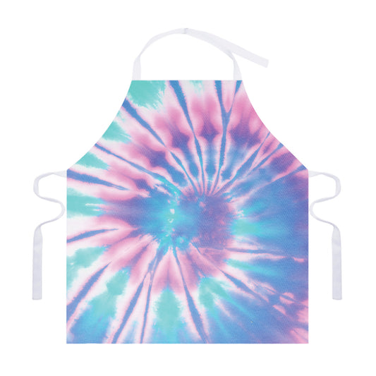 Teal And Pink Tie Dye Print Adjustable Apron