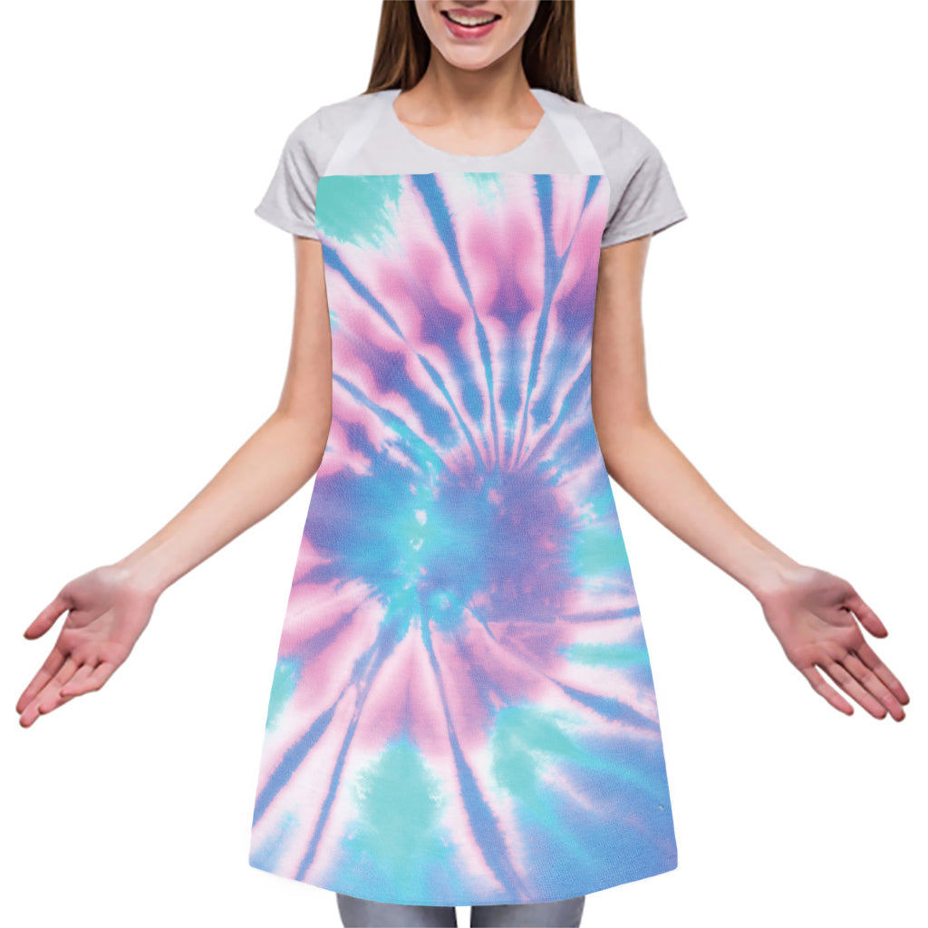 Teal And Pink Tie Dye Print Adjustable Apron