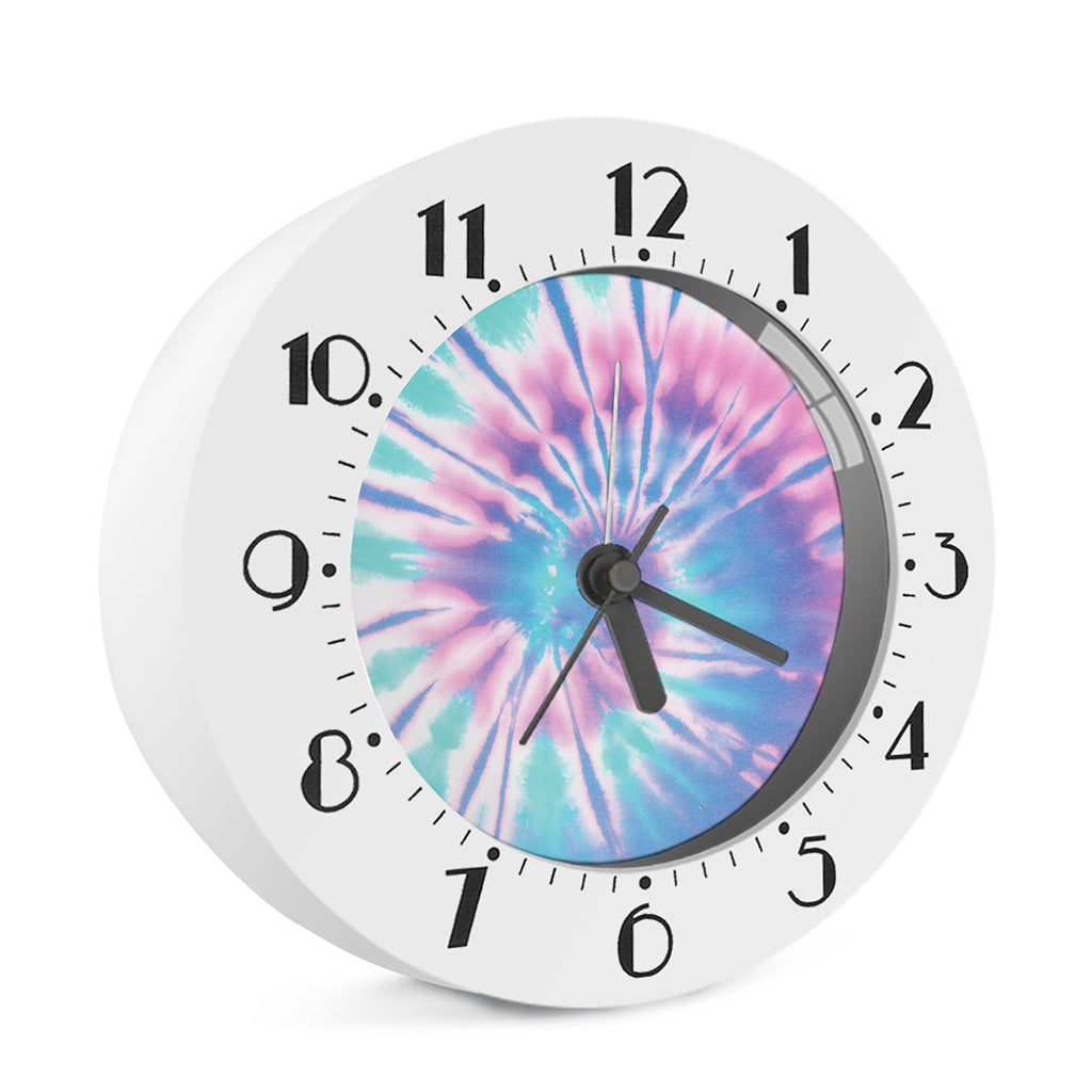 Teal And Pink Tie Dye Print Alarm Clock