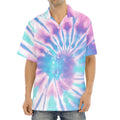 Teal And Pink Tie Dye Print Aloha Shirt