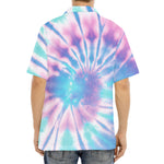 Teal And Pink Tie Dye Print Aloha Shirt