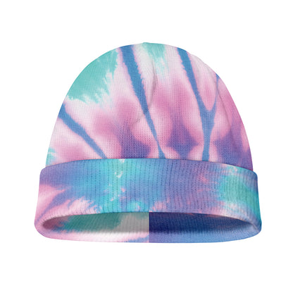 Teal And Pink Tie Dye Print Beanie