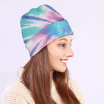Teal And Pink Tie Dye Print Beanie