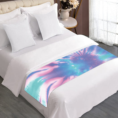 Teal And Pink Tie Dye Print Bed Runner