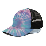 Teal And Pink Tie Dye Print Black Mesh Trucker Cap