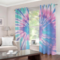 Teal And Pink Tie Dye Print Dimout Grommet Curtains