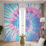 Teal And Pink Tie Dye Print Blackout Pencil Pleat Curtains