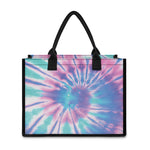 Teal And Pink Tie Dye Print Canvas Tote Bag
