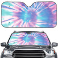 Teal And Pink Tie Dye Print Car Windshield Sun Shade